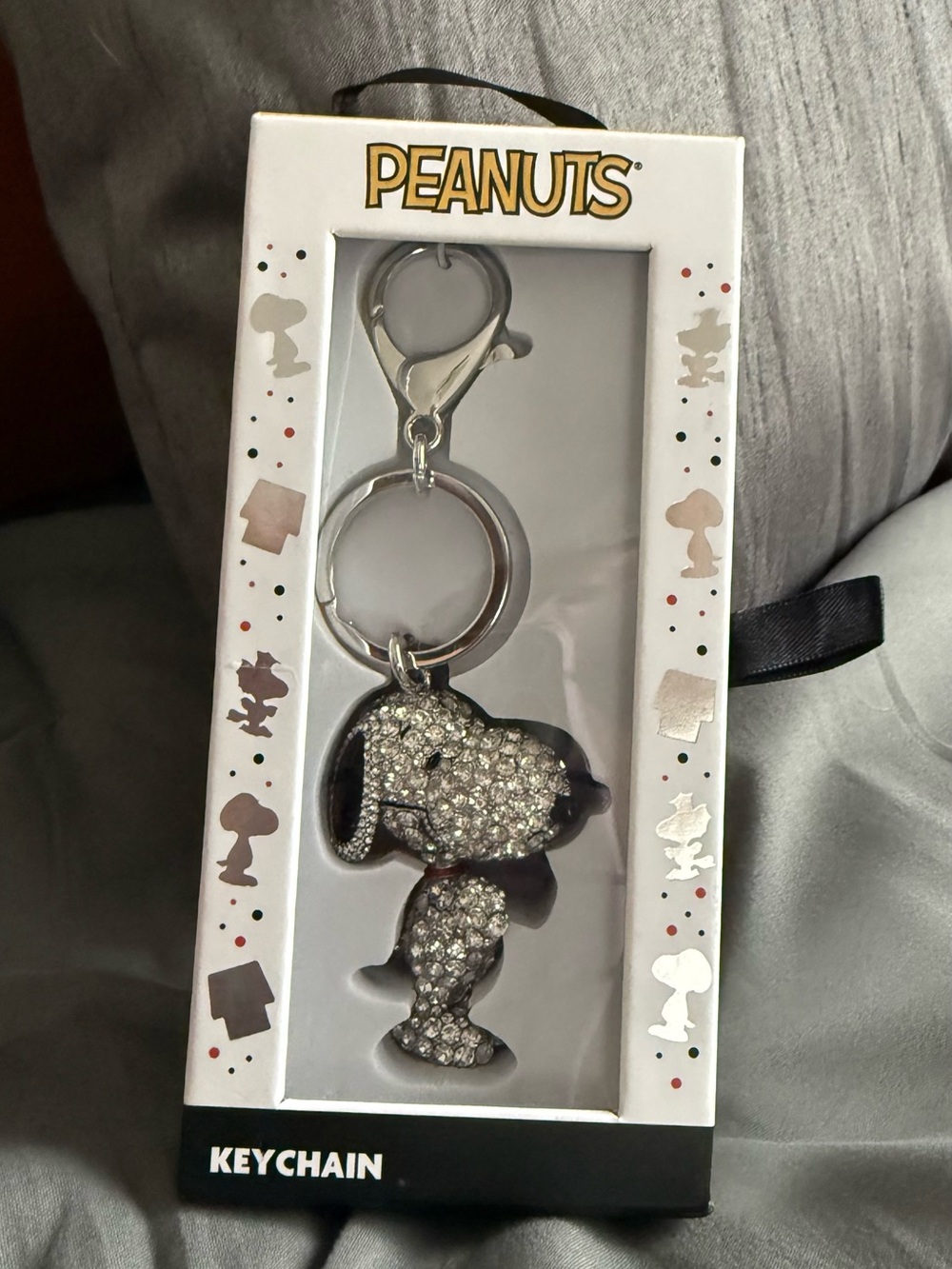 Peanuts Silver Crystal-Embellished Snoopy Keychain